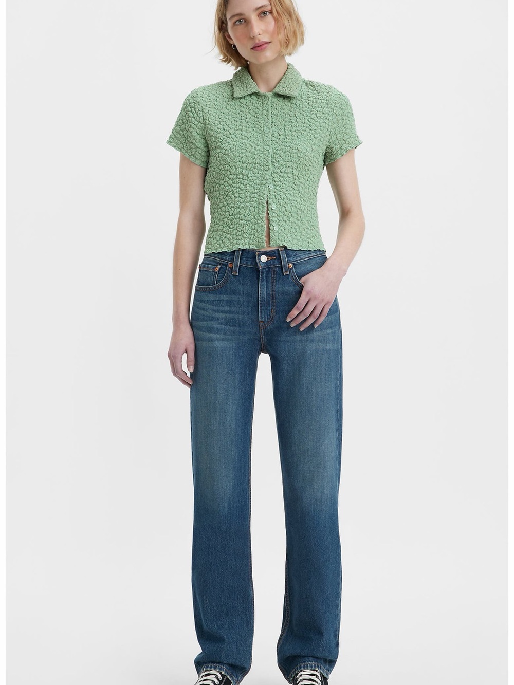 Levi's Lo Pro  Straight Leg Jeans in Mid Blue Wash